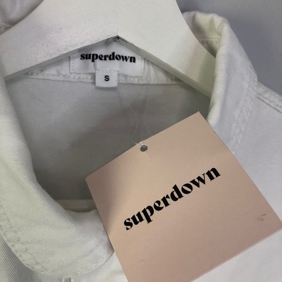 Superdown New Holland Denim Dress White Button Front Small - Picture 5 of 15